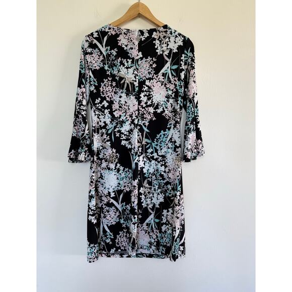 TOMMY HILFIGER blue pink floral flutter sleeve stretch dress - Picture 2 of 6